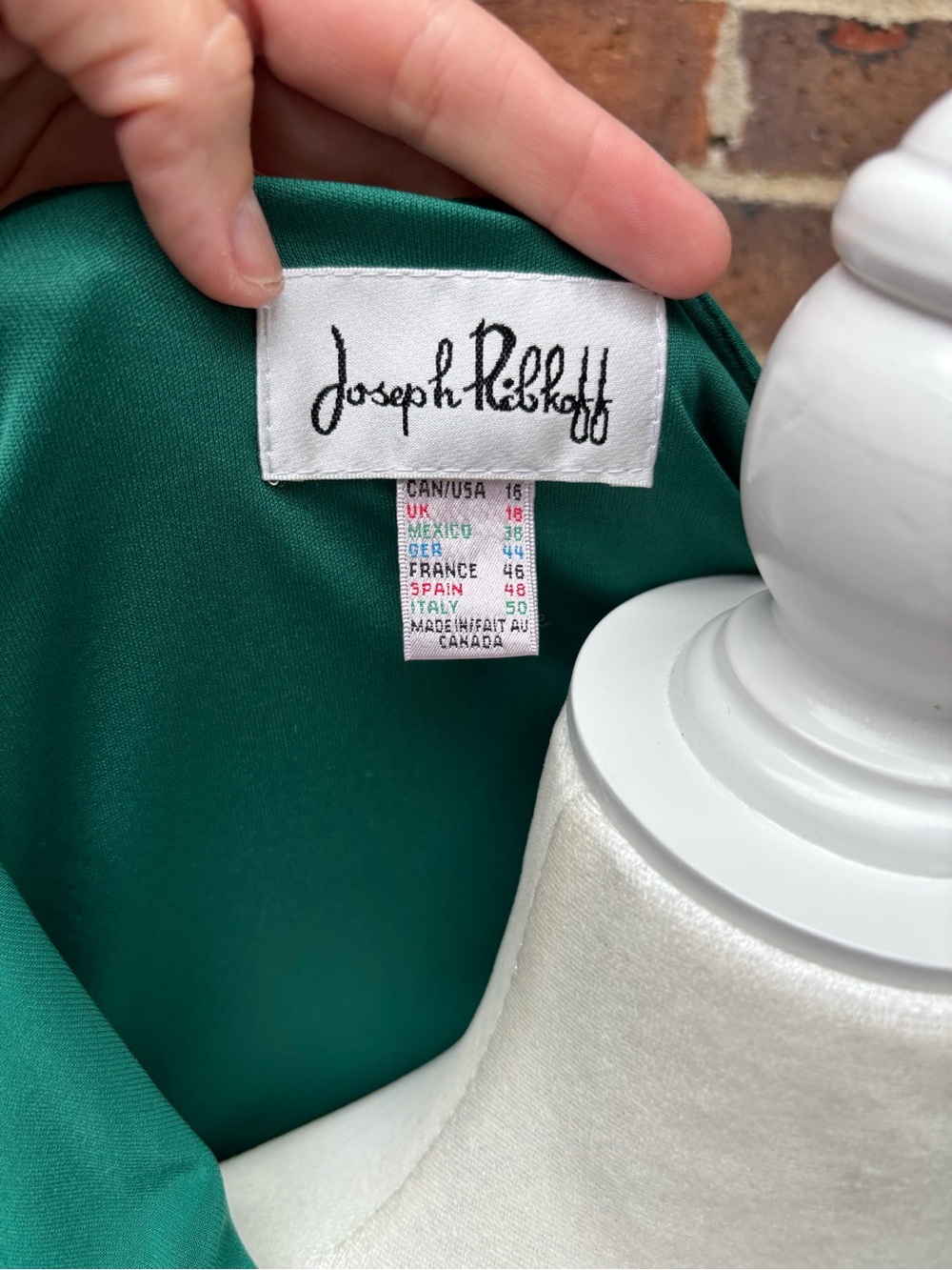 Joseph Ribkoff Emerald Green Faux Wrap Dress Size 16 Canada Elegant Cocktail - Picture 5 of 7